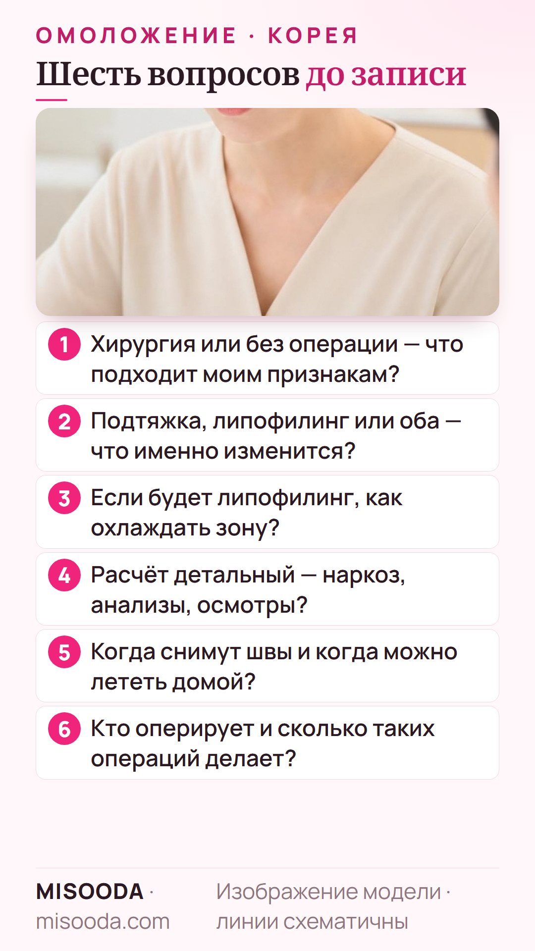 Шесть вопросов перед антивозрастной операцией в Корее: хирургия или нет, подтяжка или липофилинг, охлаждение после липофилинга, детальный расчёт, швы, кто оперирует