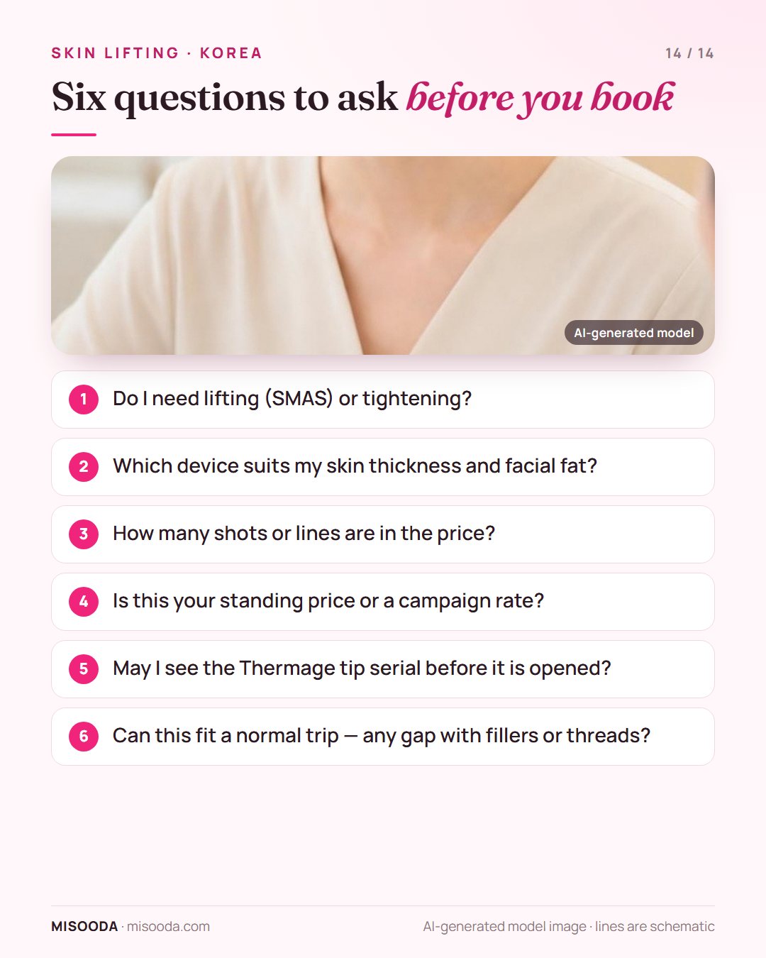 Шесть вопросов перед записью на Ultherapy, Shurink, Thermage или XERF в Корее: лифтинг или уплотнение, подходит ли коже, импульсы в цене, стандартная цена, серийный номер наконечника, сроки поездки